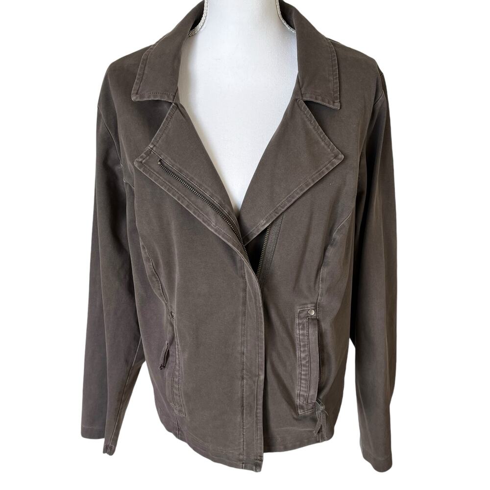 Torrid Moto Jacket Womens Size 2 2X Plus Mineral Washed Taupe Zipper Pockets